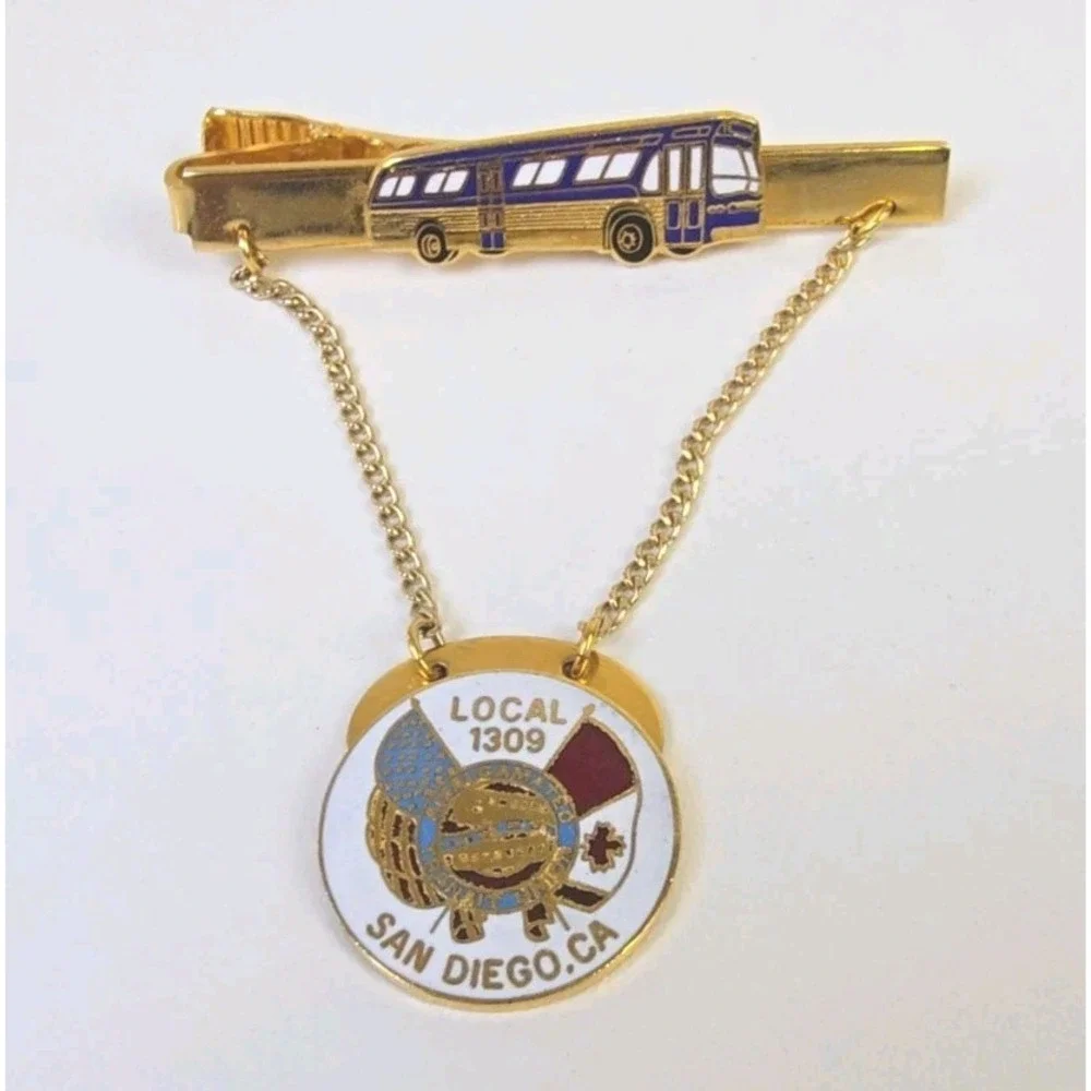 San‎ Diego Transit Pin & Bus Tie Clip Bundle of Two – ATU Local 1309 MTS